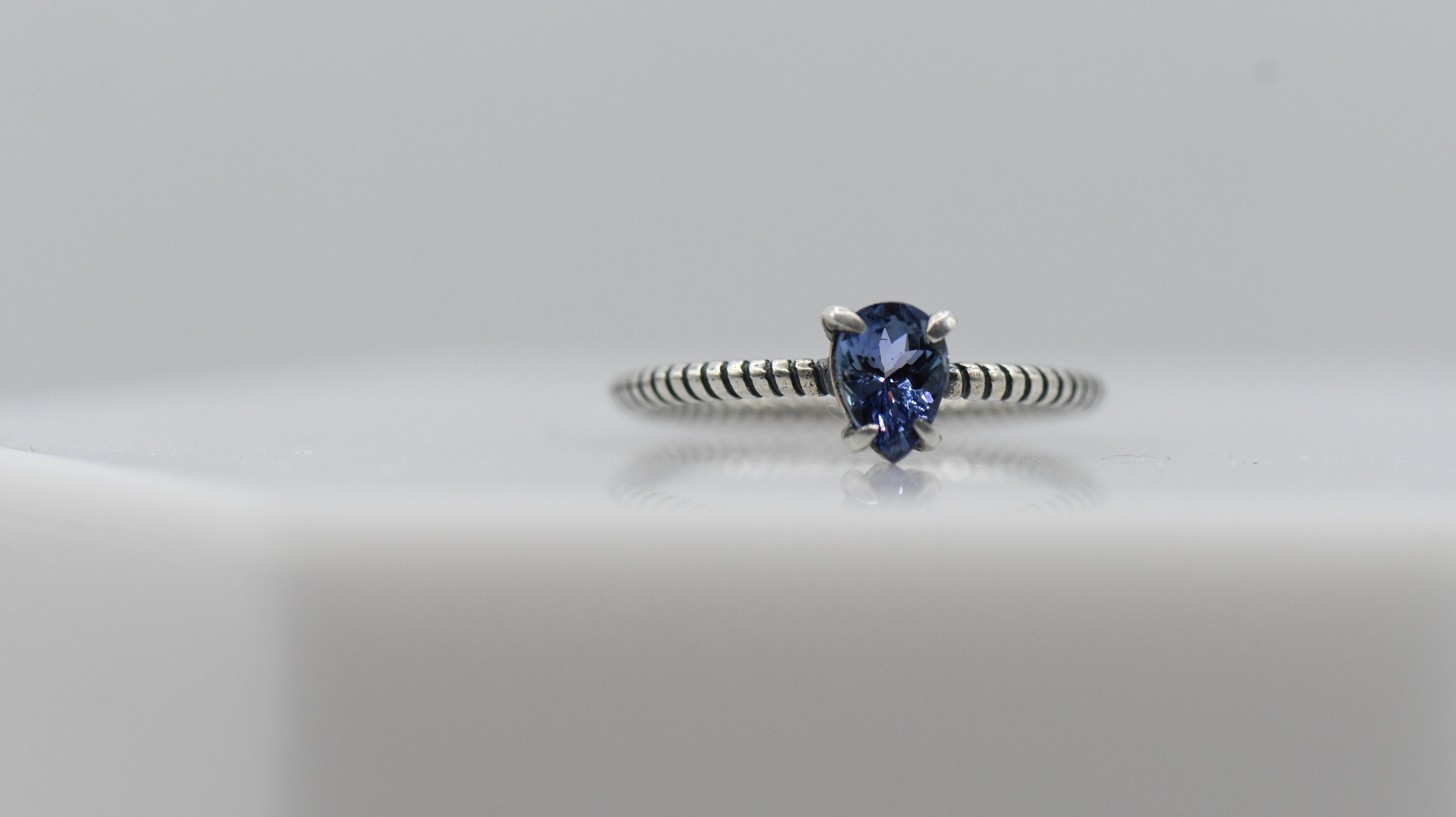 Pear tanzanite silver ring