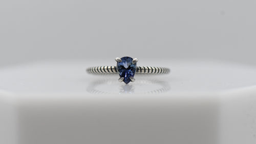 Pear tanzanite silver ring