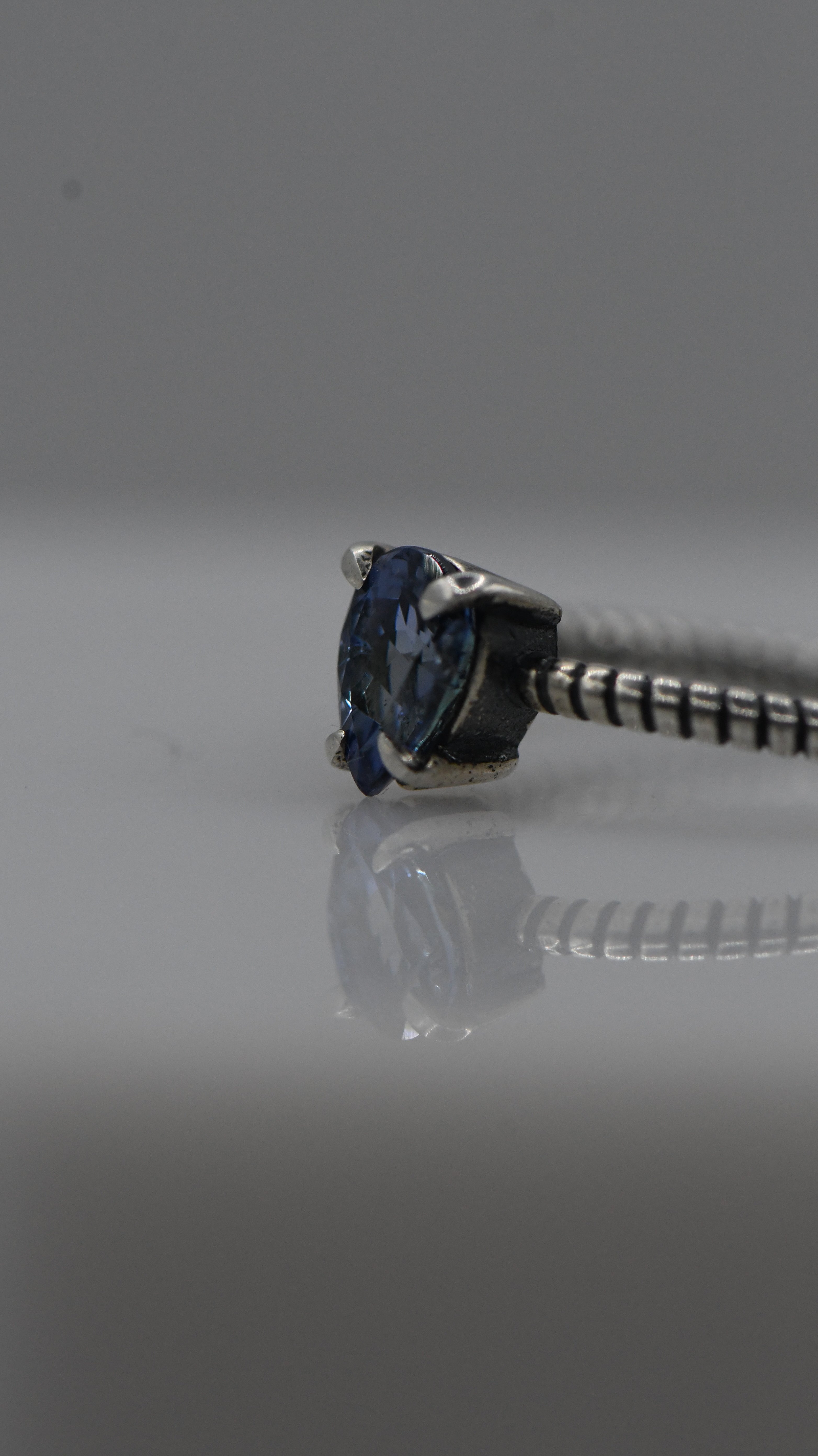 Pear tanzanite silver ring