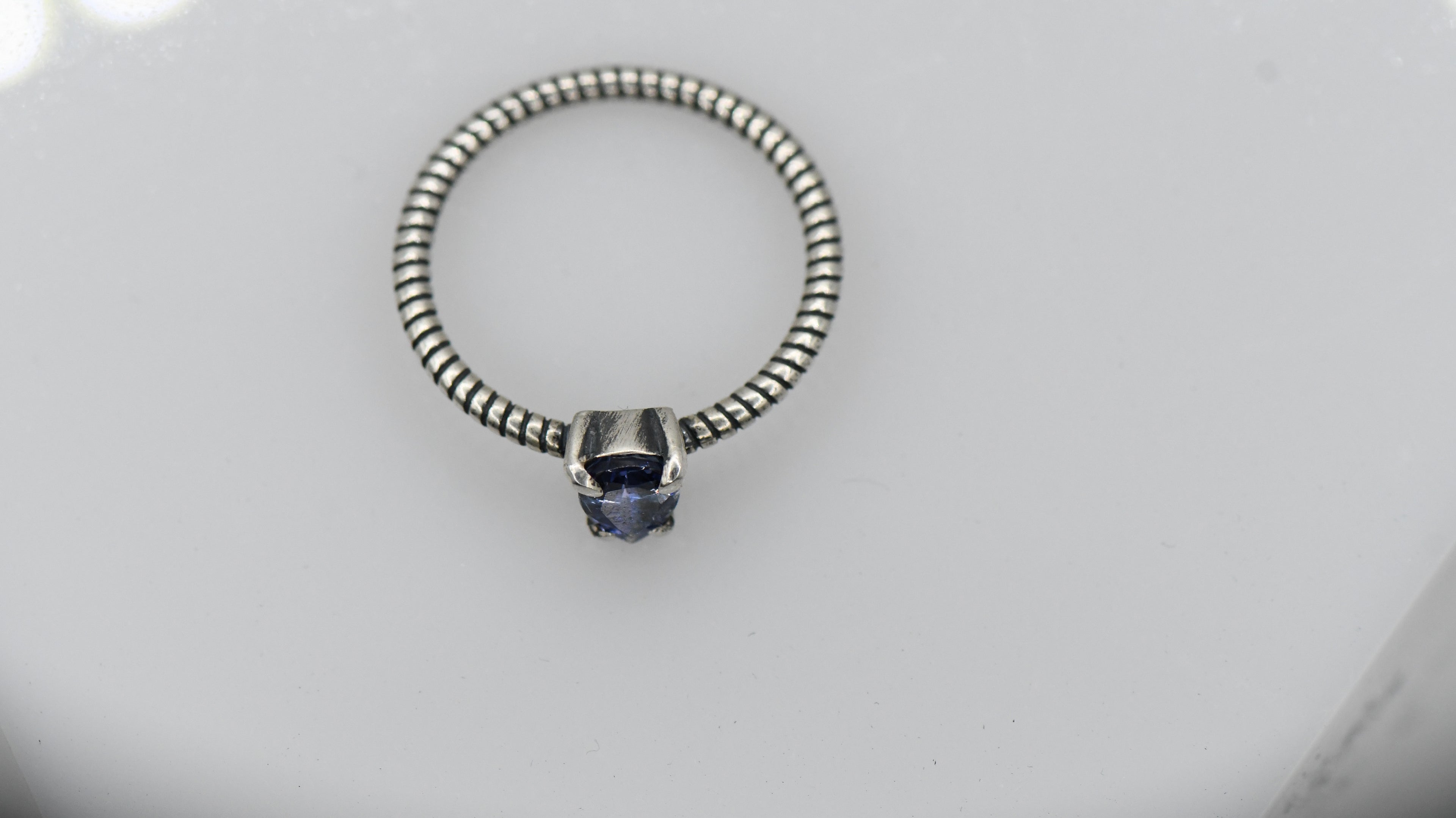 Pear tanzanite silver ring