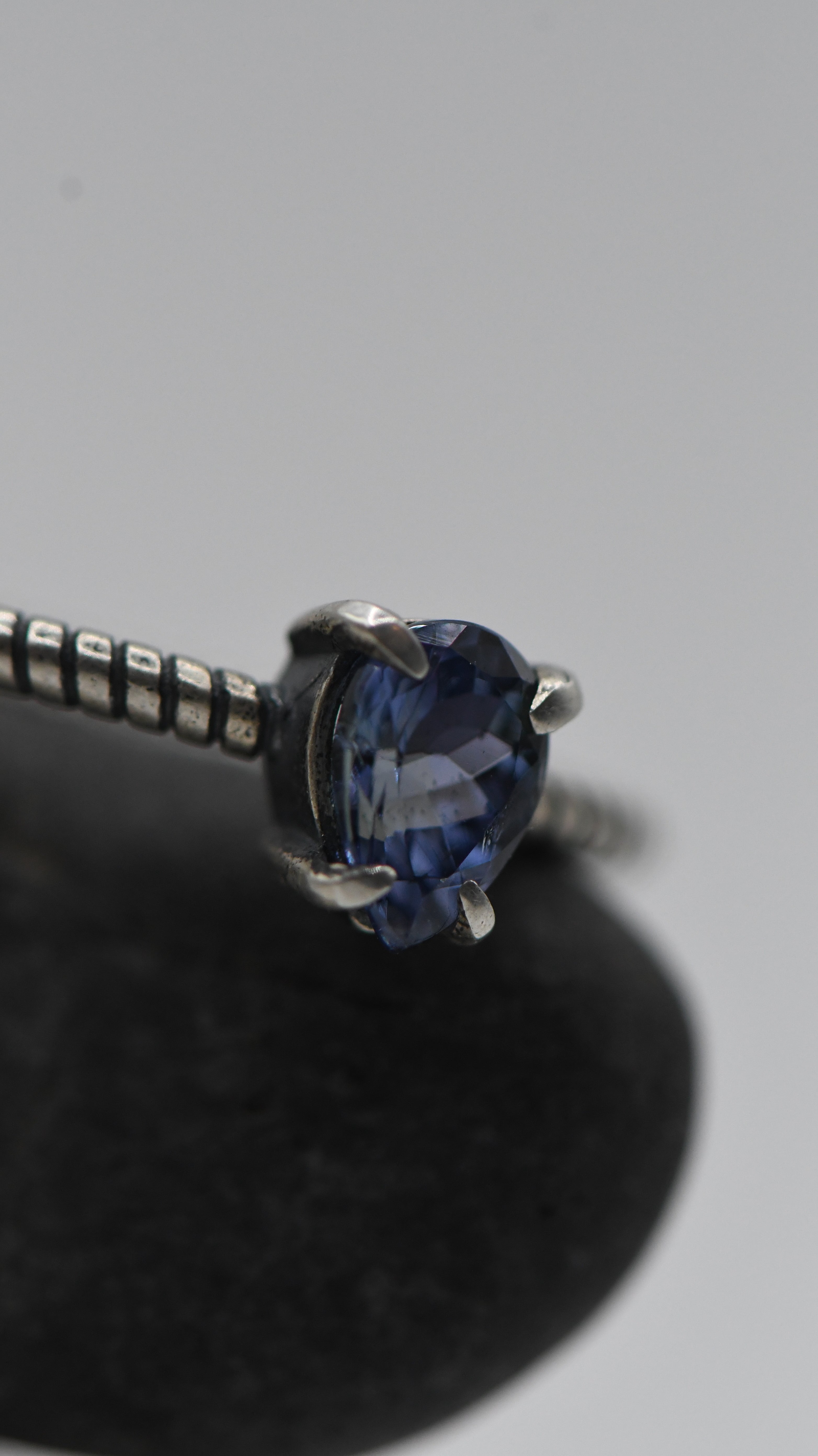 Pear tanzanite silver ring