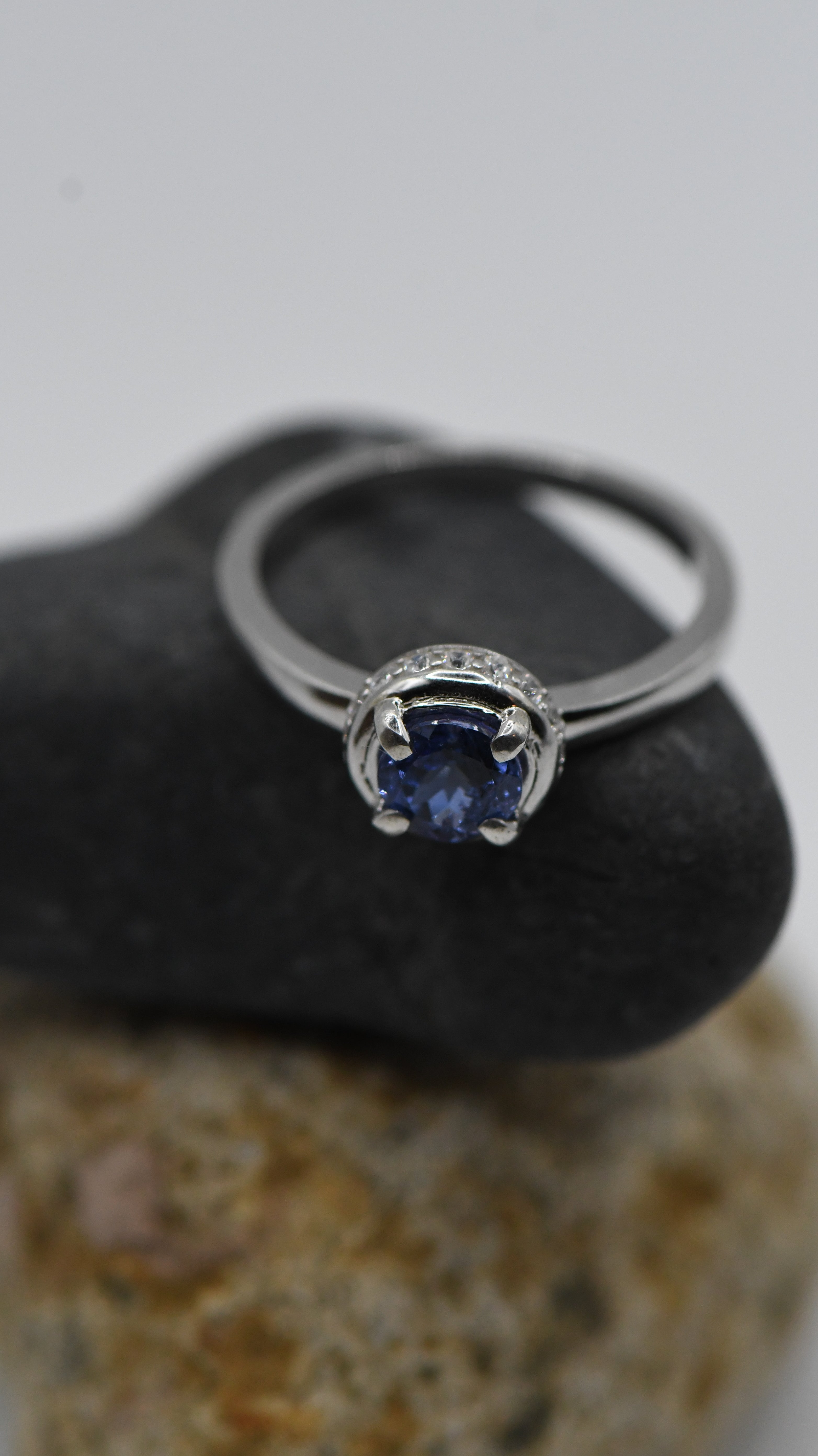 Round tanzanite silver ring