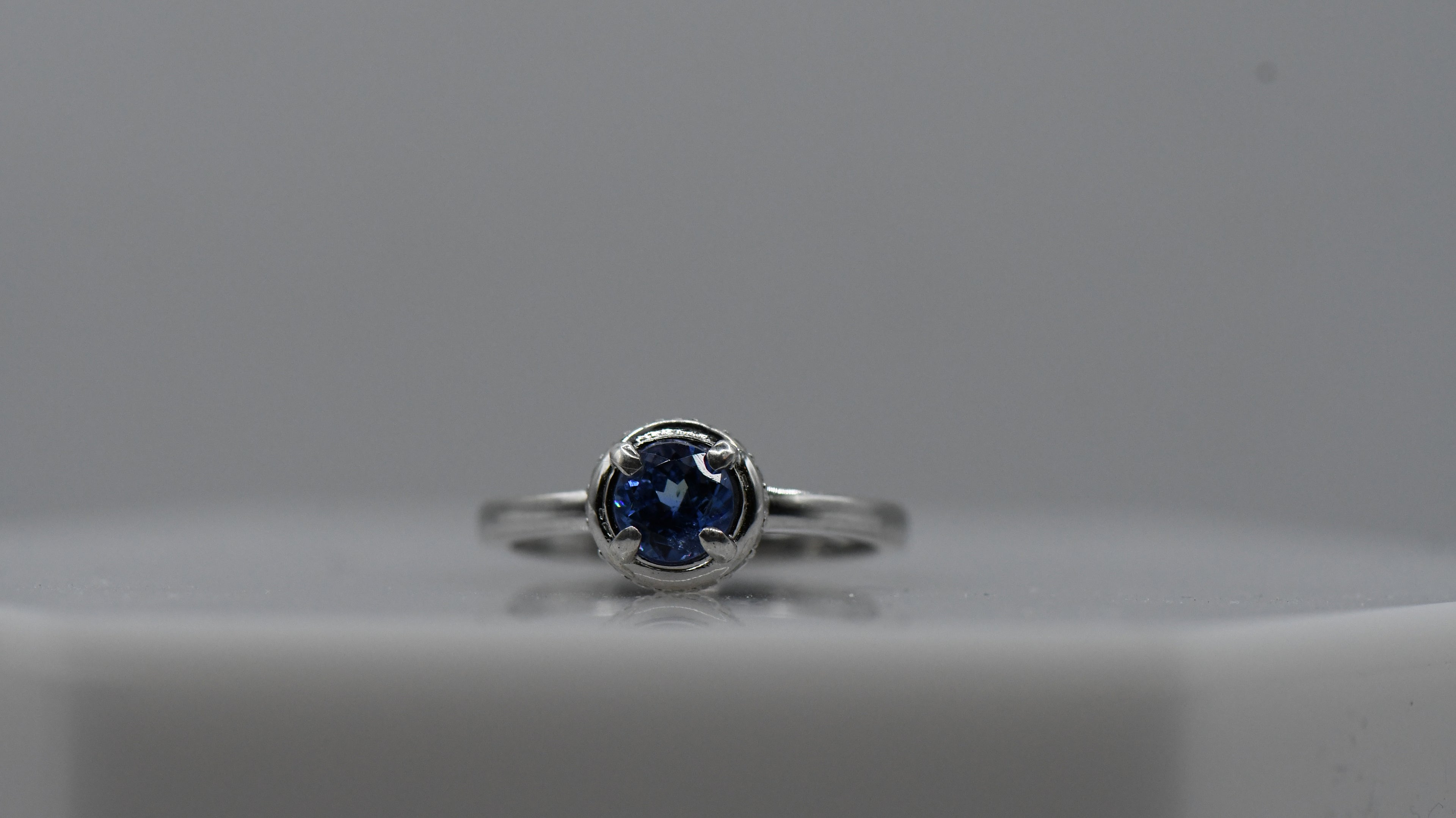 Round tanzanite silver ring